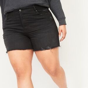 Old Navy High-Waisted Secret-Smooth Slouchy Cut-Off Black Jean Shorts- 5” inseam